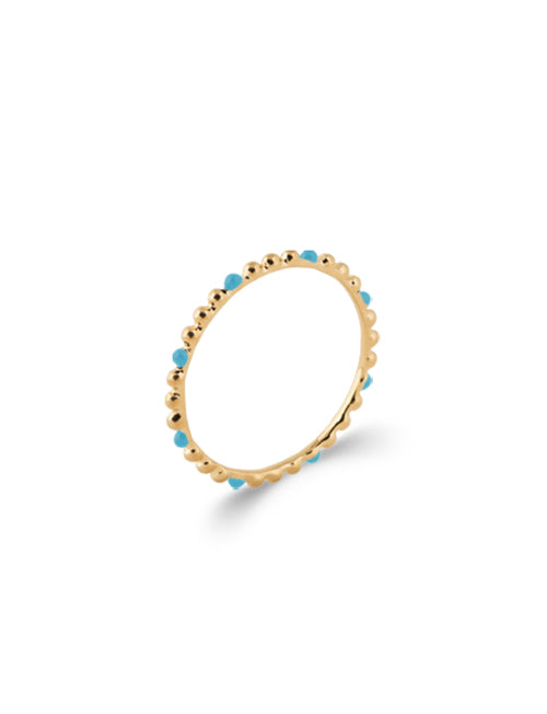 Blue Beaded Enamel Ring