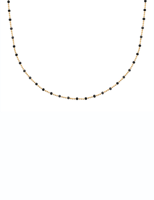 Black Beaded Enamel Necklace