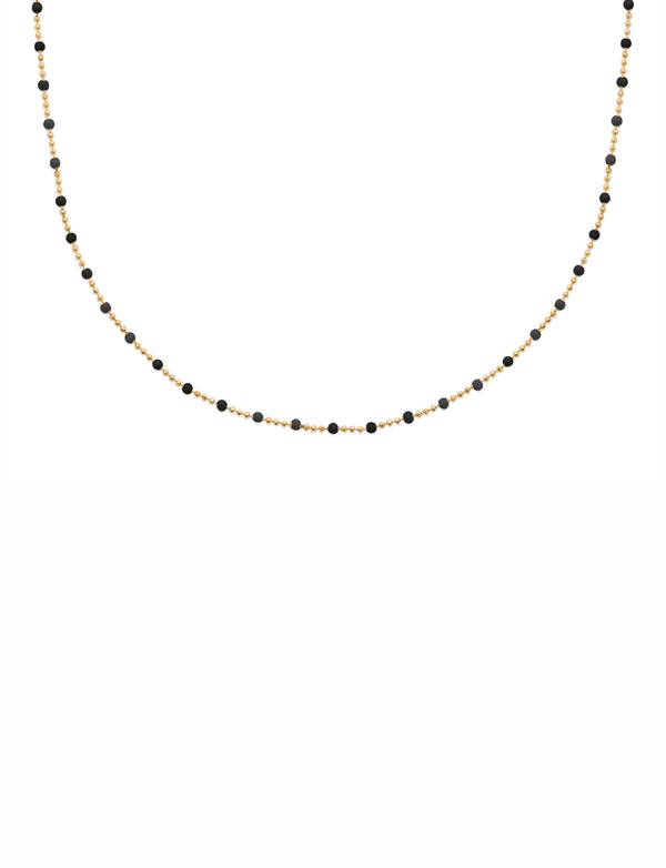 Black Beaded Enamel Necklace