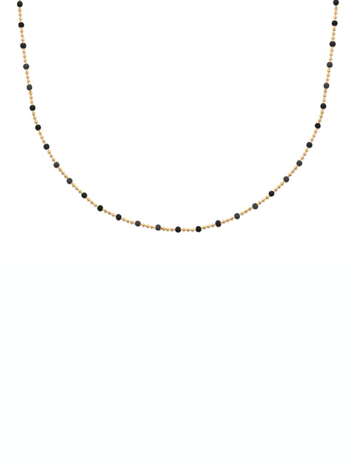 Black Beaded Enamel Necklace