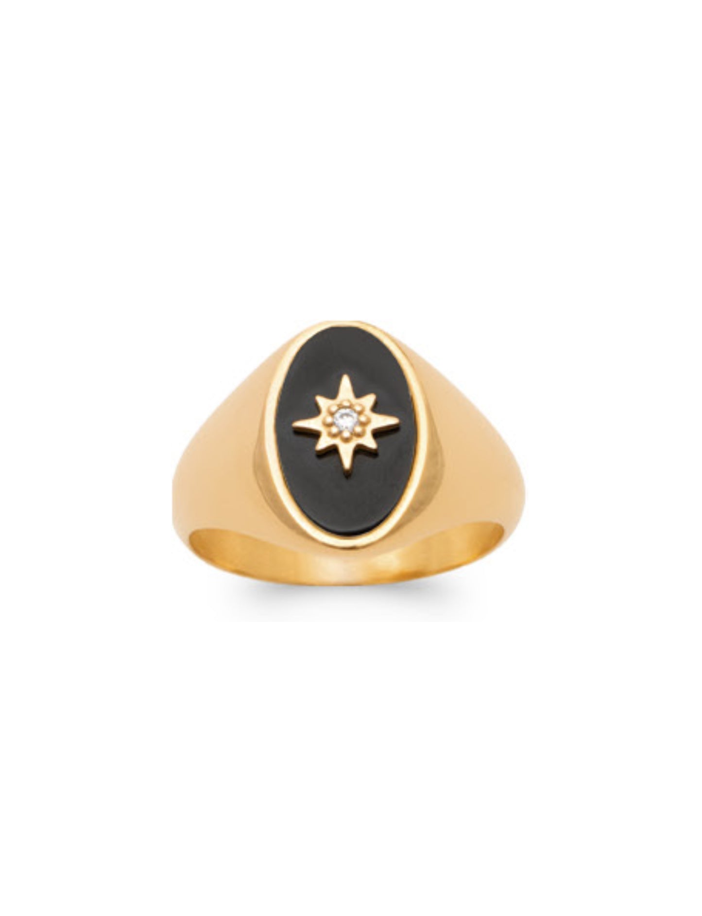 Star Black Agate Signet Ring