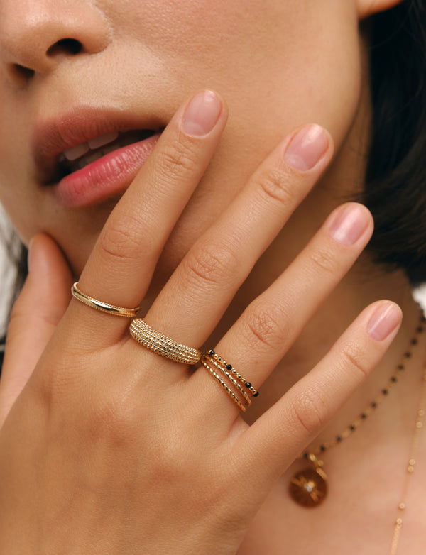 Black Beaded Enamel Ring