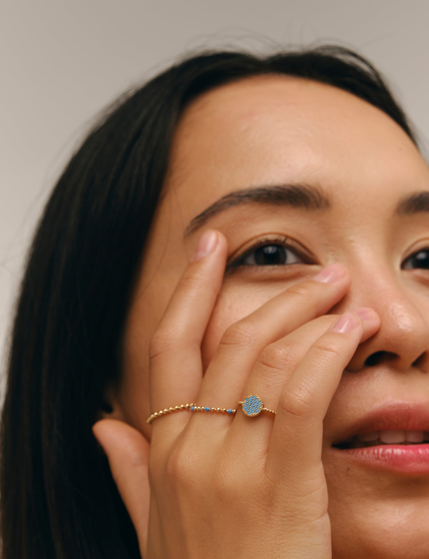 Blue Beaded Enamel Ring