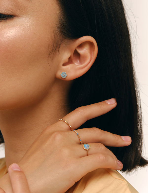 Blue Beaded Enamel Ring